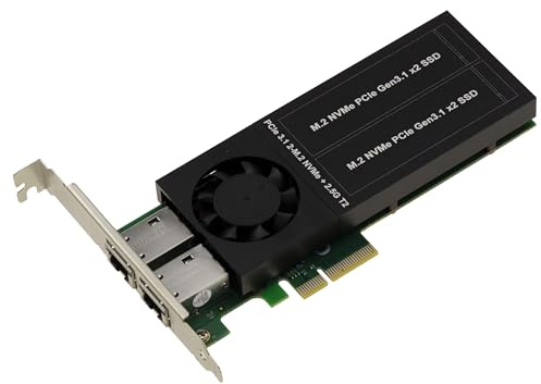 KALEA-INFORMATIQUE Tarjeta controladora PCIe para PC o NAS con 2 Puertos de Red 2.5G RJ45 2.5 Gigabit Ethernet y 2 Puertos NVMe con chipset Intel I226.
