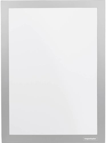 magnetoplan magnetofix Info-Rahmen selbstklebend, 2 Stk., Silber | A3 | Selbstklebender Magnet Bilderrahmen für Aushänge, Bilder und Dokumente