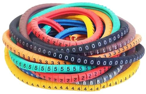 KJUUQBZL Etiqueta marcadora de Cables EC-0 5000 Uds. Marcador de Cables número 0 a 9 gestión de Cables Aislamiento de Cables de Colores Fundas organizadoras de Cables de PVC(EC-3-3000pcs-color)