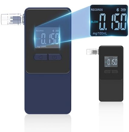 WeiguoIOT Breathalyzer & Alcohol Tester with 5 Mouthpieces High Accuracy Home Breathalyzer Pro Breathalyser (Black)