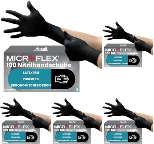 Ansell Microflex 93-732, Vielseitige Nitrilhandschuhe, Einweghandschuhe für präzise Handhabung, Arbeitshandschuhe für mechanische Aufgaben, Latexfrei, Puderfreie Einmalhandschuhe, 100 Stück, Gr. XL