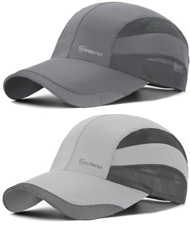 AYPOW 2-pack snabbtorkande baseballmössa för män, utomhussport löpning keps med andningsbart nät unisex, vikbar lätt UV-skydd sommar solhatt golfhattar för promenader camping klättring fiske, Mörkgrå