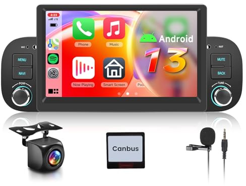 【2+64G】Hodozzy Carplay Autoradio per Fiat Panda 2013-2020, Touchscreen da 7 pollici con Android Auto/DSP/WiFi/GPS/RDS/FM/Bluetooth/USB