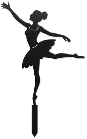 WADORN Piquets de Jardin Décoratifs de Silhouette de Femme Dansante, Statues de Piquets en Métal à Dansant Ornements Cadeaux pour Amoureux Art de Jardin Silhouette Noire Décoration, 22x36cm