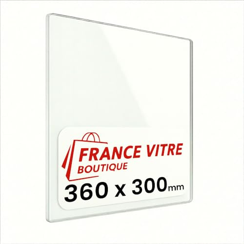 360 x 300 x 4 mm - Vitre d’Insert pour cheminée et poêle à Bois - Verre de Rechange Haute température France Vitre - jusqu'à 800°C - 300x360 mm