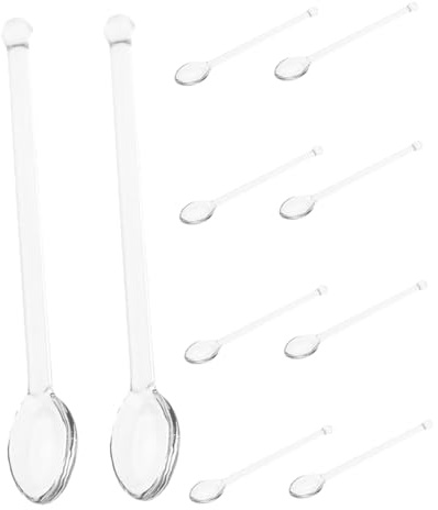 EXAOMBLE 10 Piezas Cucharas de Vidrio Transparentes para Té y Café Cucharillas Multiusos para Yogur y Bebidas para Uso Diario y Fiestas Fácil Limpieza Elegantes y Versátiles