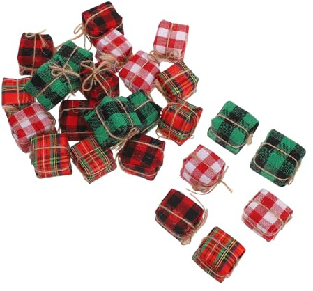 Healeved 24 Kleiner Weihnachtsgeschenkboxen aus Schaumstoff und Stoff mit Filigranen Details Leichte Festliche Dekoration für Türen zur Weihnachtszeit im Vintage Stil