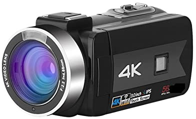 Appareil Photo numérique, Caméras numériques 56MP for la Diffusion en Direct Webcam 4K Vlog Enregistrement vidéo Caméscope Photographique Enregistreur Vision Nocturne(16G SD Card,Zwart)