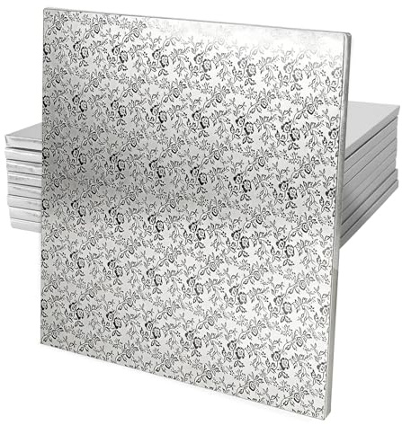 JAPCHET 8 Pcs 30 x 30cm Silver Cake Board, 12 x 12 Inch Square Cake Base for Home Party Wedding, 1.2cm Thickness