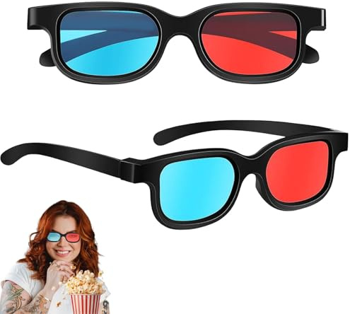 2 Stücke 3D Brille,3D Brille Rot Blau,3D Brillen,3D-Anaglyphenbrille,Rot Blau Brille,Für Filme,Pc-Spiele,Lichtshows,Heimkinos,Urlaubspartys,3D PC-Spiele Filme UVM