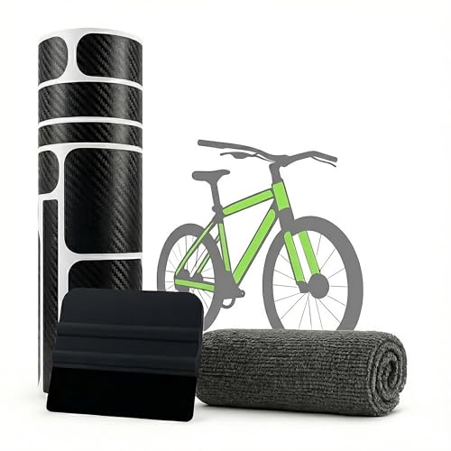 GD-Shield Fahrrad Lackschutzfolie Komplett-Set – Selbstklebende Rahmenschutzfolie für MTB, E-Bike & Rennrad – Extrem starker Steinschlagschutz inkl. Rakel & Mikrofasertuch Universal