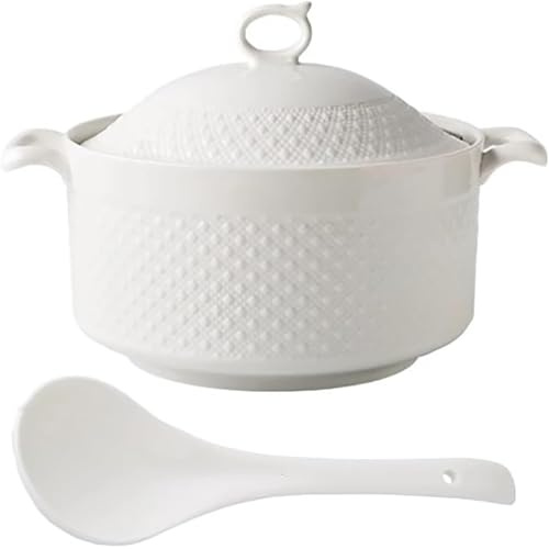 Keramisk gryta, Små kopparkastruller soppterrin med lock 2, l vit rund portion(White,2.2L/2QT)