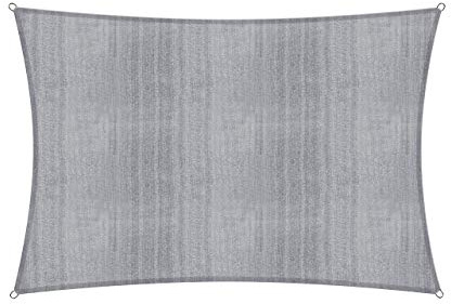 Lumaland Voile d'ombrage avec drisses de fixation, 100 % en polyéthylène à haute densité, avec stabilisateur, pour protection anti-UV Rechteck 2 x 3 Meter gris clair