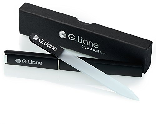 G.Liane Nagelfeile Glas - Kristall Glasnagelfeile Doppelseitig - Glasfeile mit schönen Etui FÜR Natur Und Acrylnägel – Geschenkbox Design (Schwarz)