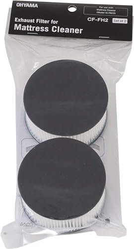 Iris Ohyama, 2er-Set Abluftfilter für Milbensauger, Beseitigt 95% der Partikel von 0,3m, Milben, Allergene und Staub, Filtergrad F9, Für IC-FAC2 - Quilt Cleaner Exhaust Filter CF-FH2 - Schwarz