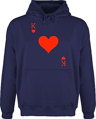Shirtracer Hoodie Herren Pullover Männer - & Fasching - Herz König Spielkarte I King Queen Kartenspiel Karneval Herzkönig Spielkarte Herzkönig Karte I Poker King of Hearts - XXL - Navy Blau - Partner