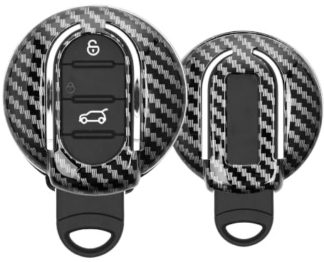 kwmobile Autoschlüssel Hülle kompatibel mit Mini 3-Tasten Smart Key Autoschlüssel - Hardcover Schutzhülle Schlüsselhülle Cover Carbon Schwarz
