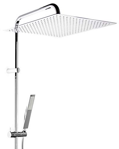 DEKO VERTRIEB BAYERN XXL Aufputz Premium Duschsystem 300x300mm oder 400x400mm mit oder ohne Thermostat Duschset Dusche Regendusche Brause Set, Größe: 300x300mm mit Thermostat