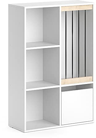 Vicco Kinderregal Weiß Luigi - 29x108x72 cm hergestellt aus Spanplatte - Bücherregal perfekt fürs Kinderzimmer, praktische Organisation mit minimalem Platzbedarf