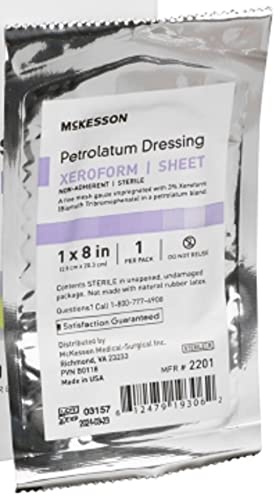 McKesson Xeroform Petrolatum Dressing - Impregnated Gauze Dressings for Burn and Wound Care - 1 in x 8 in, 8 Pack