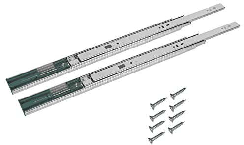 BigDean 1 Paar (2 Stk.) Schubladenschienen Vollauszüge - 45 x 500mm - Verzinkter Stahl - Schubladenvollauszüge Schubladenauszug Teleskopschienen Kugelführung - Schienensystem mit Softclose