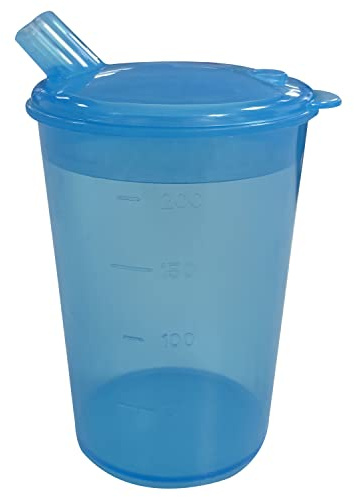 DR. BONE'S THERAPEUTICS Adult Drinking Cup with Spout, Sippy cup for adults ideal for Those who Struggle with Solid Foods, Adult sippy cup for Elderly, Less able ,Non Spill Cups 200ml, Blue