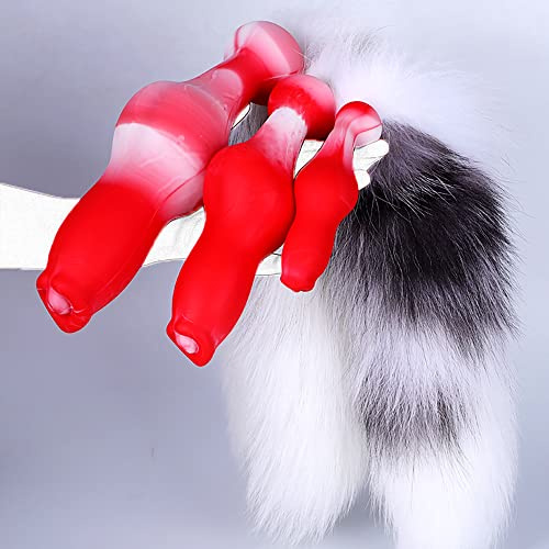 Jixaxe Wolf Hund Penis Dildos Realistischer Dildo mit Fuchsschwanz Abnehmbaren Foxtail Analplug Butt Plug Tierdildo Sex Spielzeug Set Für Frau SM Analspielzeuge für Frauen Paare Cosplay (L)