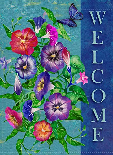Banderas De Jardín Resistente Decoloración Banderas De Exterior Personalizado Bandera De Balcón Decorativa Para Vacación Jardín Navidad Cita De Bienvenida, Pensamientos Flor, Flor, Mariposa