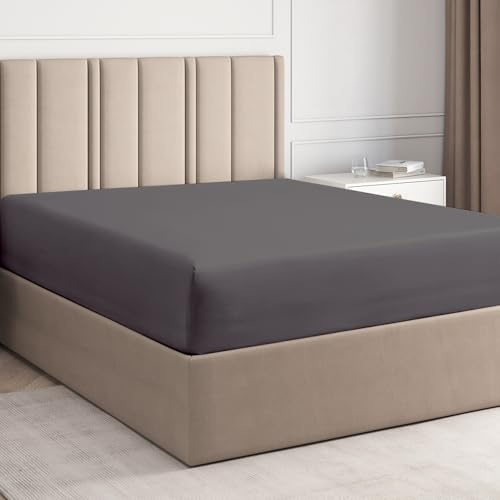 Påslakan för Super King 180 x 200 cm – 100 % bomullssatin 400 trådtäthet – extra djupt dra-på-lakan för madrasser upp till 40 cm (16 tum) – mjukt, andningsbart, skrynkelfritt – OEKO-TEX-certifierat