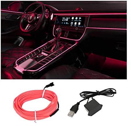 CGEAMDY Tira De Luces LED Para Interior De Coche, 500CM Iluminación Ambiental, Decoración El Wire (Rosa)