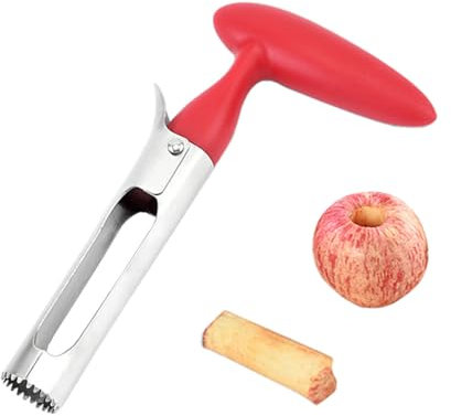 Descorazonador de Manzanas, Acero Inoxidable Core Remove, Corer De Manzana con Mango y Hoja Dentada de Acero Inoxidable Apto para Hogar y Cocina (Rojo)