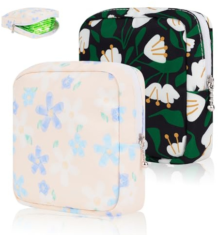 Desing Wish 2 Stück Tampon Aufbewahrung Binden Tasche Perioden Aufbewahrungstasche Klein Make Up Tasche Schminkbeutel Reise Kosmetiktasche Damen Erste Periode Set Mädchen Geschenk mit Reißverschluss