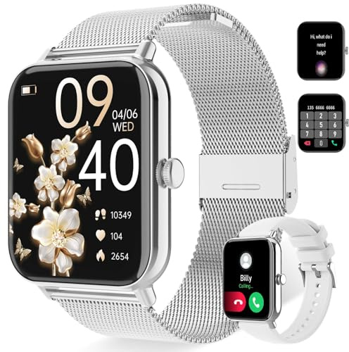 Lefitus Montre Connectée Femme, 1,85 tum Smartwatch 100+ mode sport podometre monitor kardiaque spänning artérielle SpO2 Montre Intelligent Armband Connecté för Android iOS