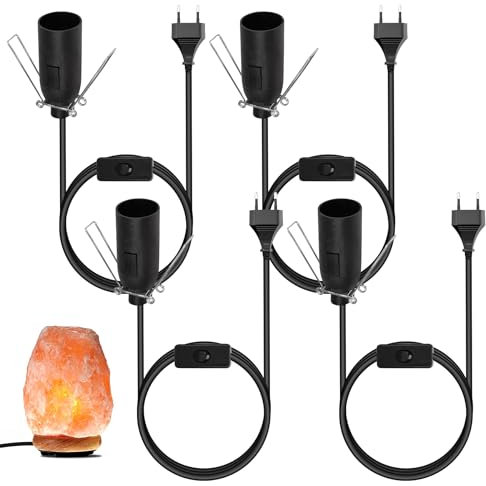 Vegena 4-teilige E14 Lampenfassung mit Schalter, 1,8m Kabel mit Schalter für Salzlampe, Pendelleuchte, Deckenlampe