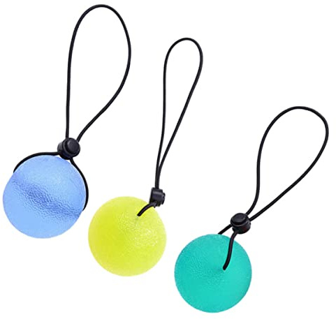 PartyKindom 3stücke Grip-stärkungsbälle Für Handtherapie Decompressionsbälle Mit Hochelastik-schnur Stressabbau Für Fitness Und Rehabilitation Grün Gelb Blau