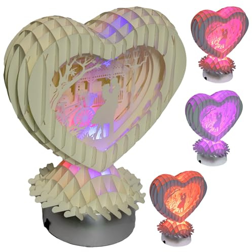 LINPOPUP® Pop-Up 3D Liebe – Valentinstag, Magicpaper Herz für Liebe – Jahrestag, 3D klappbares Herz für Frauen & Männer, besonderes Geschenk für Liebe Valentine Hochzeitstag (Herz mit LED)