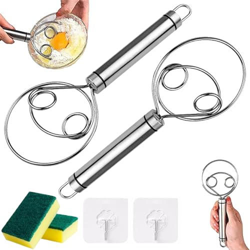 Frusta magica per impasto, in acciaio inox, 2024, per impasto, pane, pizza e biscotti (2 pezzi)