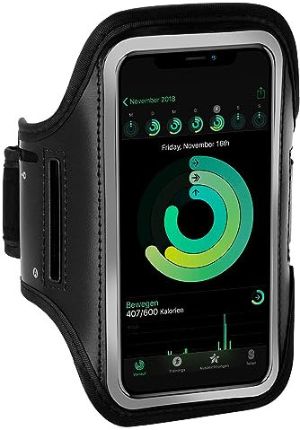 ONEFLOW Brazalete deportivo para teléfono móvil compatible con OSCAL Flat 1C Armtasche Fitness Armband Sport Laufarmband Outdoor Handyhülle Joggen Arm Halterung Smartphone Handytasche Schwarz
