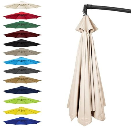 Garden Umbrella Replacement Cover, 6/8 Arm Replacement Parasol Fabric Cover, Replacement Parasol Canopy For 2m/2.7m/3m Umbrella (Color : Off-white, Size : 6 ribs: 2m/6.5ft)