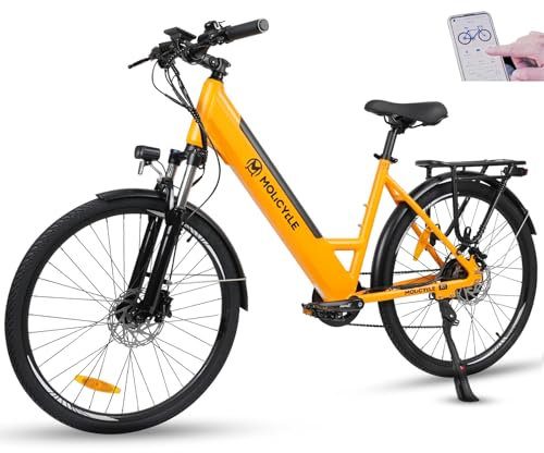 Molicycle E-Bike Damen 26 Zoll Tiefeinsteiger Trekkingrad E-Cityrad mit 36V 14.5Ah Akku - 110km Reichweite, Hydraulische Scheibenbremsen, EU-konformes Ebike mit APP (Orange)