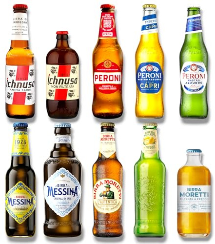 Italien Mixpaket XXL- Große Bier-Reise durch Italien mit Ichnusa, Birra Moretti, Peroni & Messina - Ideales Geschenkset (10 Flaschen)