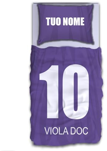 MOCHEIA SHOP copripiumino Fiorentina calcio personalizzato con nome e numero realizzato in policotone (cotone,microfibra,poliestere) idea regalo tifoso Fiorentina