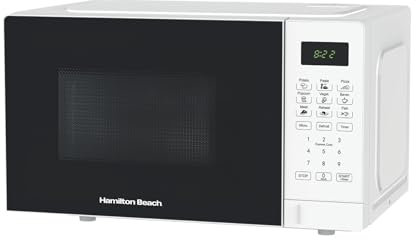 Hamilton Beach Microwave, 20L, 700W, Essential, Digital Controls, LED Display, 8 Presets, 10 Power Levels, Speed Defrost, Child Lock, White - HB20P7PDW