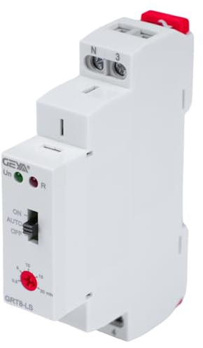 GEYA Rele Temporizador 220V minutero Escalera 0,5-20 Minutos Interruptor de Tiempo Ajustable GRT8-LS AC 230V relé Interruptor de luz de Escalera 16A Montaje en Carril DIN.