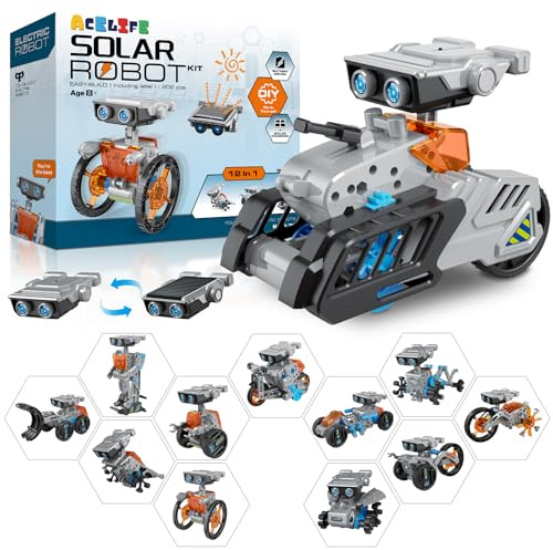 ACELIFE Solar Roboter, 12 in 1 STEM Spielzeug für Kinder im Alter von 8-12, Building Toy mit Solarpanel und Batterie, Educational Engineering Robots Weihnachten Geschenke Spielzeug für Jungen Mädchen