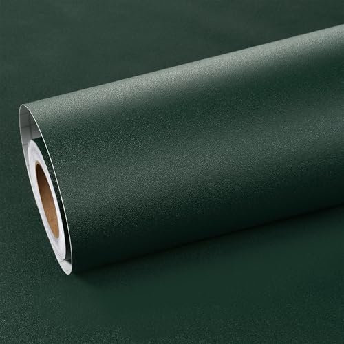 ReWallpaper Papier Adhesif Pour Meuble Vert Papier Peint Vintage Vert Foncé Papier Peint Adhesif Mural Chambre Salle de Bain Salon Revêtement Plan de Travail Adhésif Vert Mat 40cm×3m