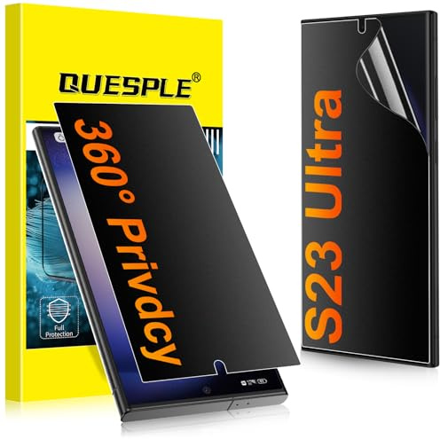 QUESPLE [2 Stück] Matt Privacy Schutzfolie für Samsung Galaxy S23 Ultra 5G, 360° Anti Spähen Matte Sichtschutz, Fingerabdruck-ID Unterstützen Weich TPU Displayschutzfolie Anti-Spy Folie