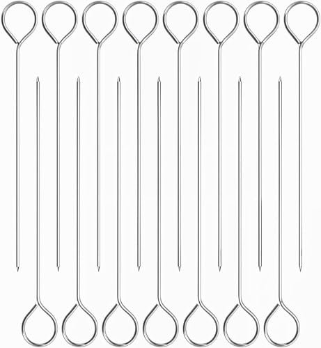18PCS 6'' para cortar pavo brochetas reutilizables, pinchos brochetas acero inoxidable,Roasting skewers metal, Poultry Grilling Supplies,Brochetas de ganso para cocinar a la barbacoa pinchos bbq(18)