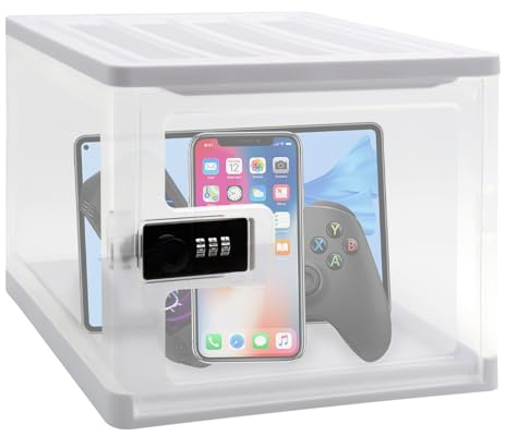 ZYNERY Lockable Medicine Box with Code, Transparent Medicine Lock Box, Medication Lockable Container for Fridge Food, Medicines, Phone, Toy, Home School and Office Safety
