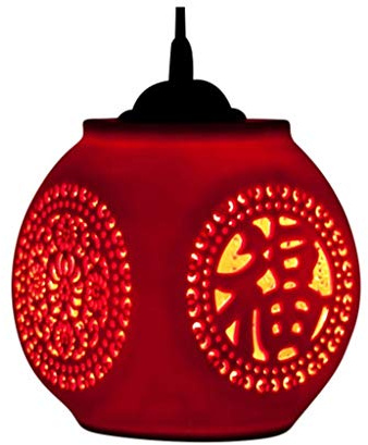 Lámpara Colgante de Estilo Chino Rojo para Comedor de Cocina suspensión luminaria Colgante de cerámica araña Accesorios